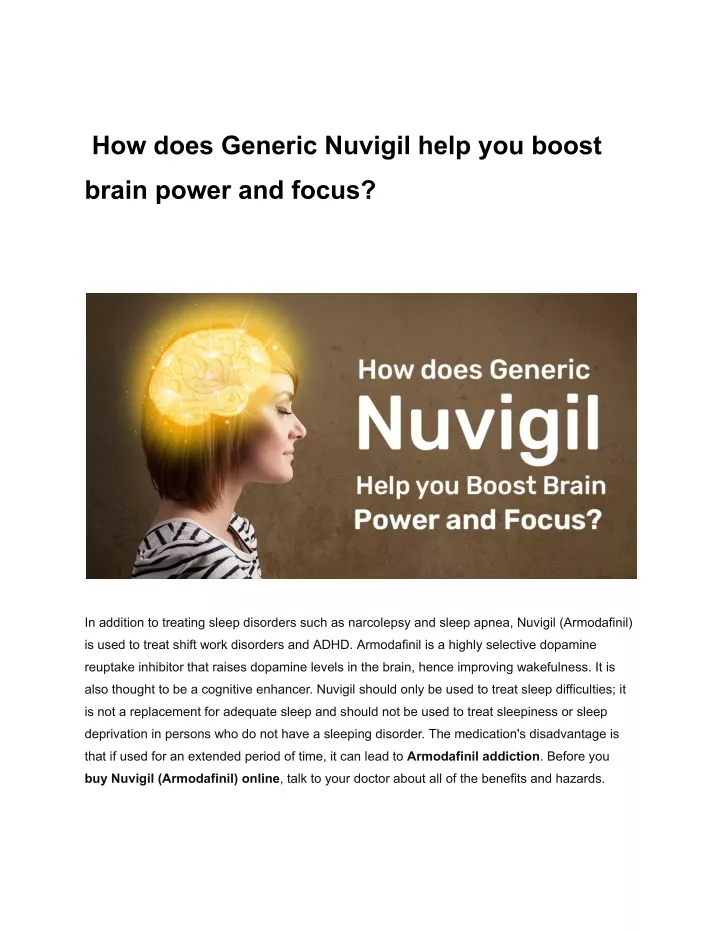 how does generic nuvigil help you boost