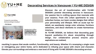 Decorating Services in Vancouver | YU ME DESIGN