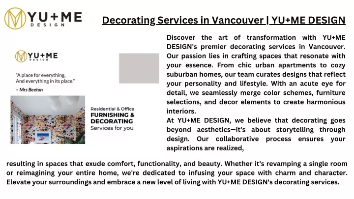 decorating services in vancouver yu me design