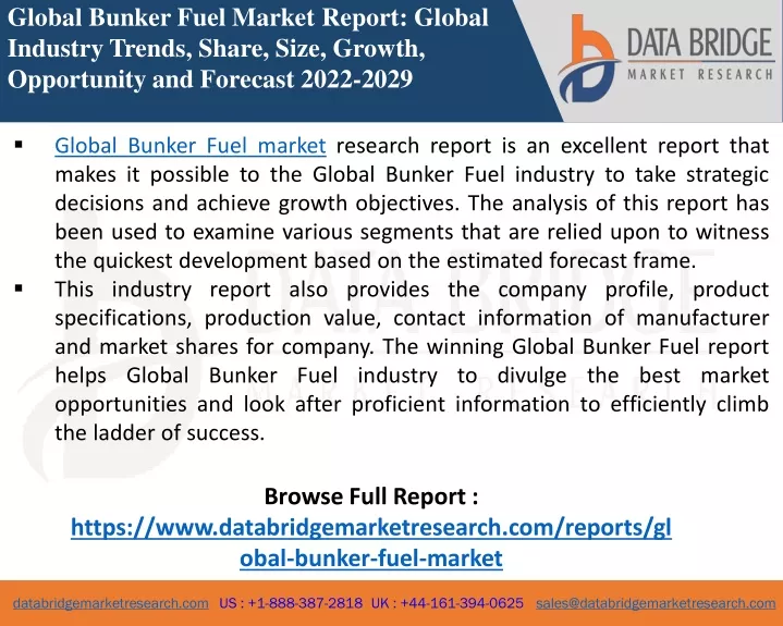 global bunker fuel market report global industry