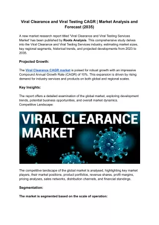 viral clearance and viral testing cagr market