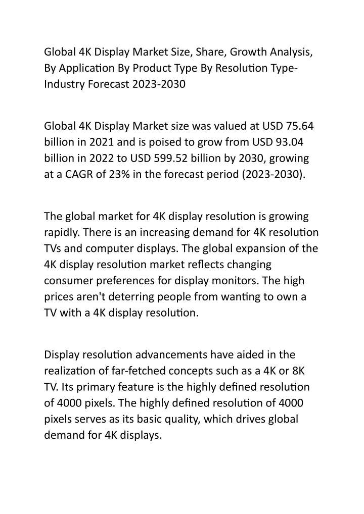 global 4k display market size share growth