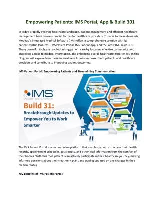 IMS Build 31: Breakthrough Updates to Empower You to Work Smarter