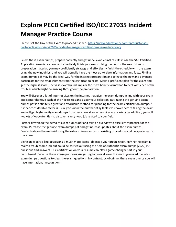 PPT - Explore PECB Certified ISO/IEC 27035 Incident Manager Practice ...