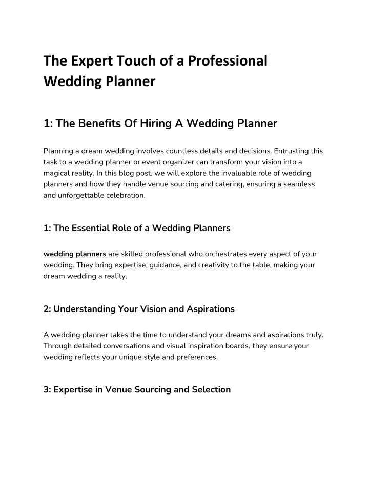 the expert touch of a professional wedding planner