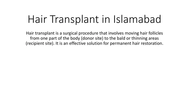 hair transplant in islamabad