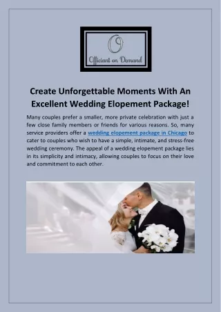 Find The Marvellous Wedding Elopement Packages In Chicago
