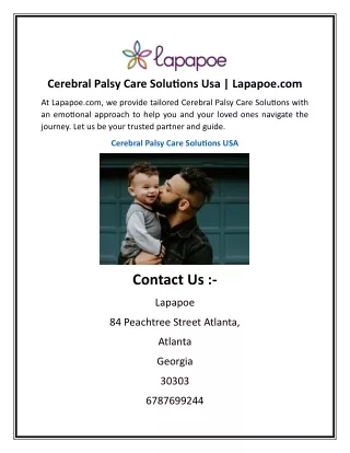 Cerebral Palsy Care Solutions Usa | Lapapoe.com