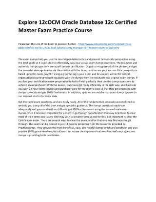 explore 12cocm oracle database 12c certified
