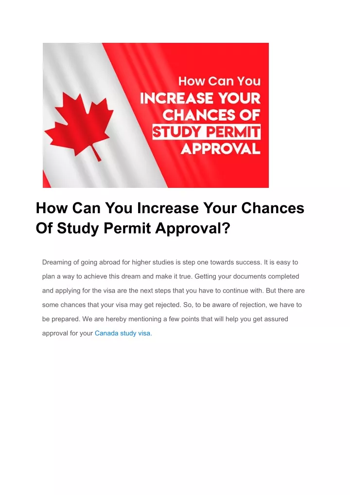 how can you increase your chances of study permit