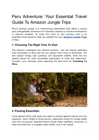 Peru Adventure: Your Essential Travel Guide To Amazon Jungle Trips