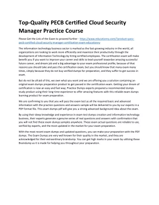 top quality pecb certified cloud security manager