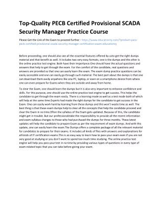 top quality pecb certified provisional scada