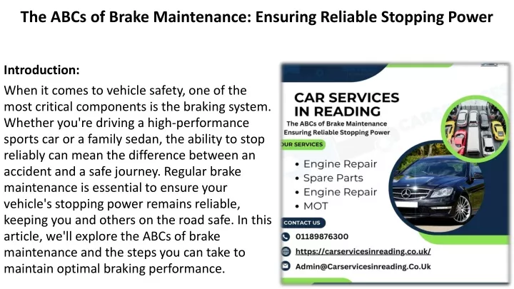 the abcs of brake maintenance ensuring reliable stopping power