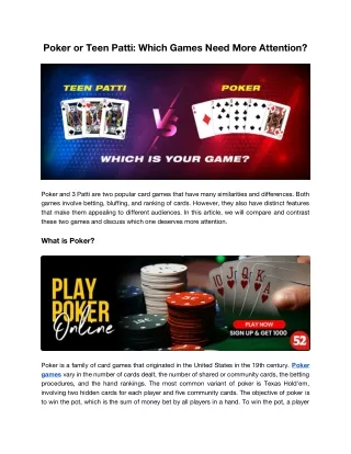 Poker or Teen Patti: Which games need more attention_