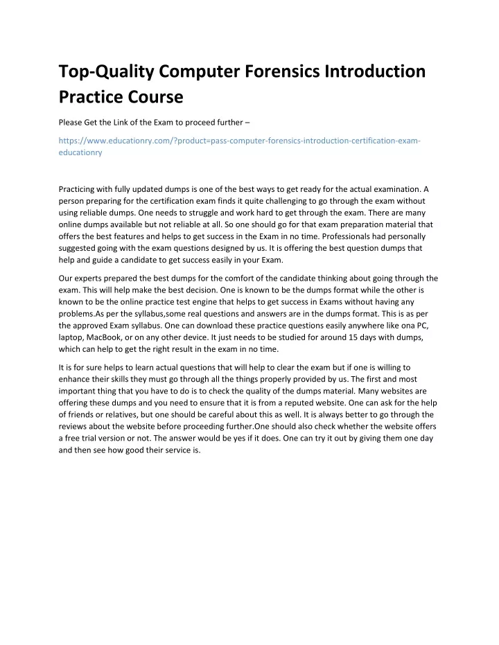 top quality computer forensics introduction