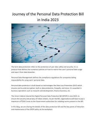 Journey of the Personal Data Protection Bill in India 2023