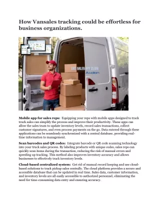 how vansales tracking could be effortless