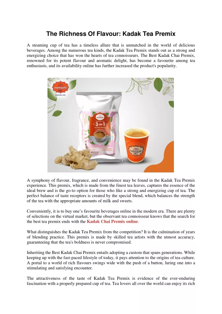 the richness of flavour kadak tea premix