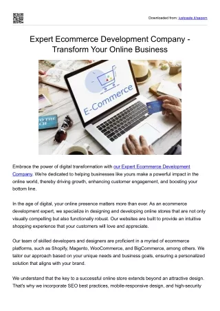 Expert Ecommerce Development Company - Transform Your Online Business
