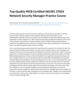 top quality pecb certified iso iec 27033 network