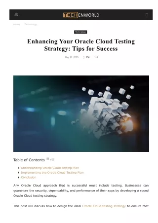 Enhancing Your Oracle Cloud Testing Strategy Tips for Success