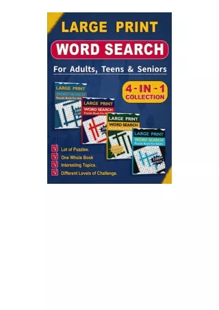 PDF read online Word Search for Adults ( Large Print ): Large Print Word Search Puzzle Book for Seniors, Adults & Teens.