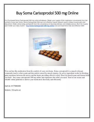 Buy Soma Carisoprodol 500 mg Online