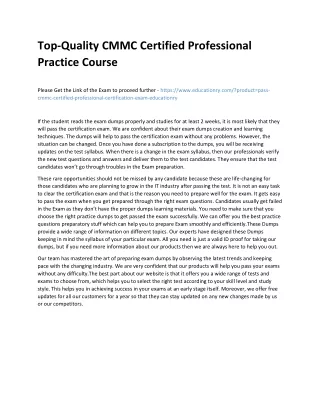 top quality cmmc certified professional practice