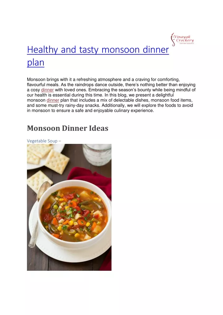 healthy and tasty monsoon dinner plan