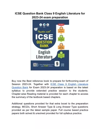 icse question bank class 9 english literature
