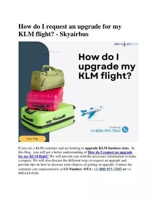 how do i request an upgrade for my klm flight