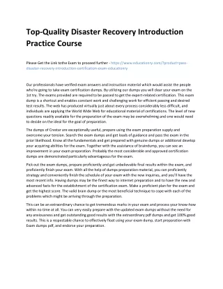 top quality disaster recovery introduction