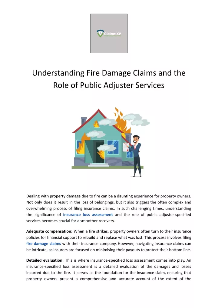 understanding fire damage claims and the role