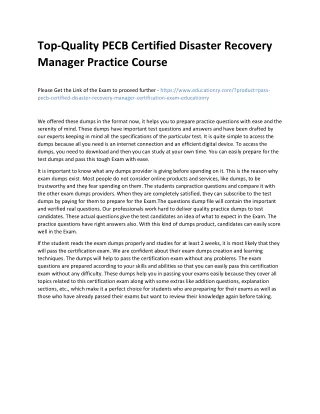 top quality pecb certified disaster recovery