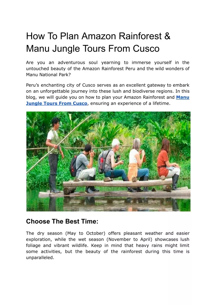 how to plan amazon rainforest manu jungle tours