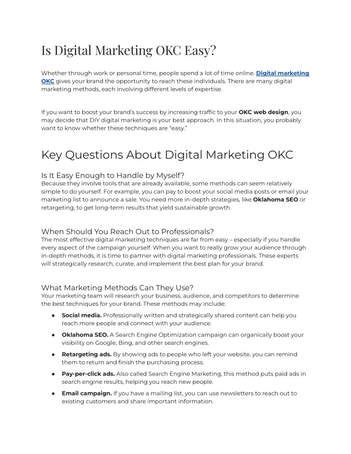 is digital marketing okc easy