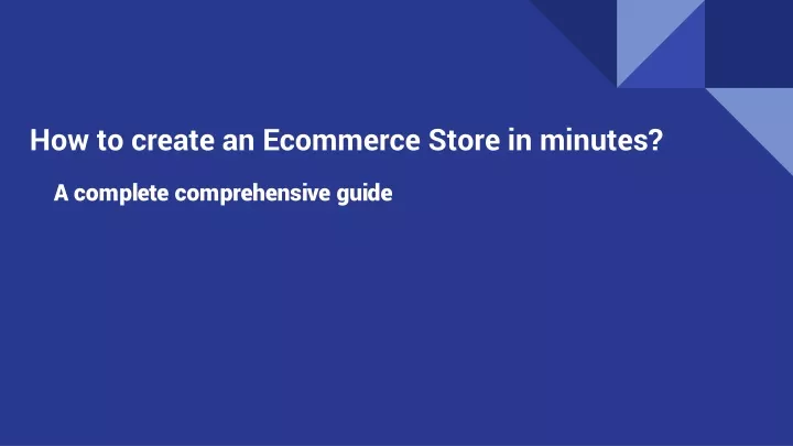 how to create an ecommerce store in minutes