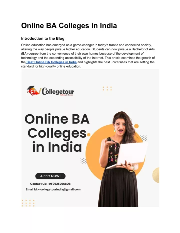 online ba colleges in india