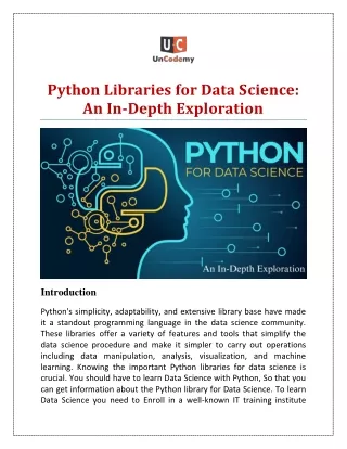 Python Libraries for Data Science: An In-Depth Exploration