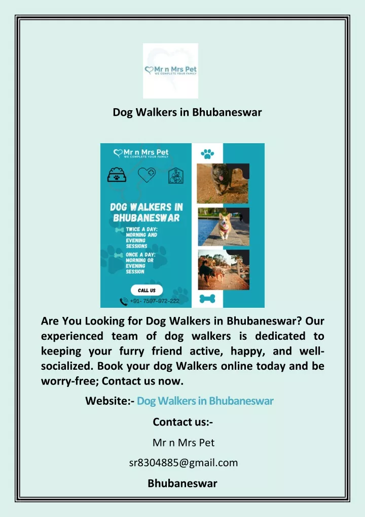 dog walkers in bhubaneswar