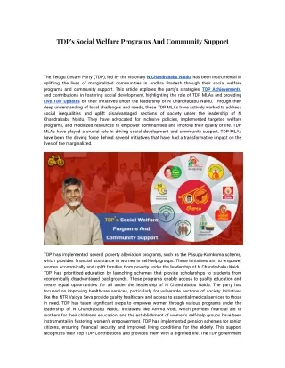 TDP Social Welfare Programs And Community Support