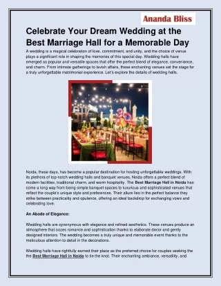 Best Marriage Hall in Noida