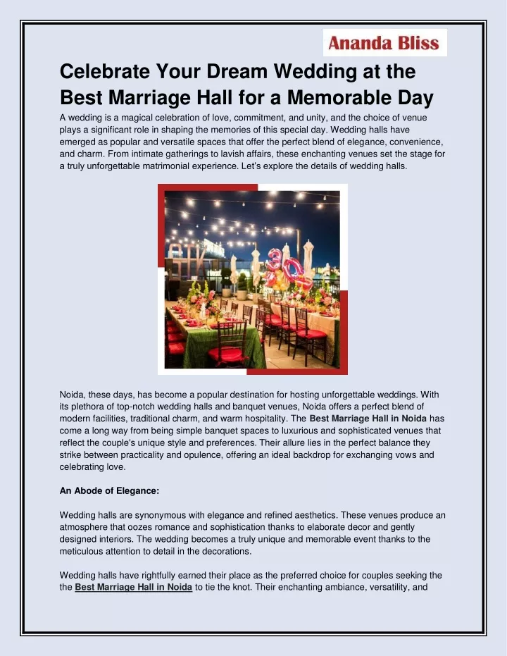 celebrate your dream wedding at the best marriage