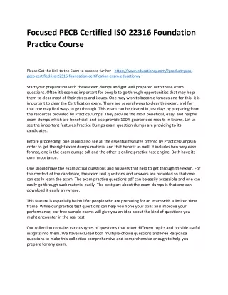 focused pecb certified iso 22316 foundation