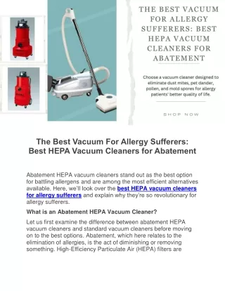 Best vacuum cleaner for allergy sufferers