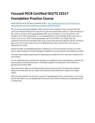focused pecb certified iso ts 22317 foundation