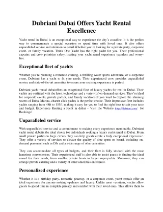 dubriani dubai offers yacht rental excellence