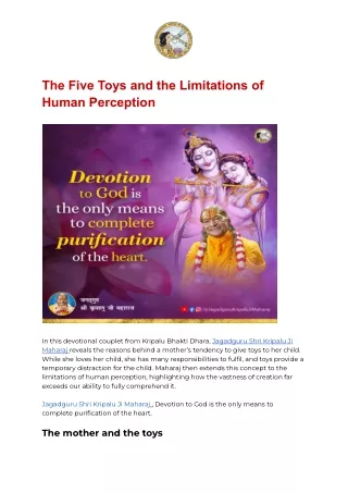 The Five Toys and the Limitations of Human Perception