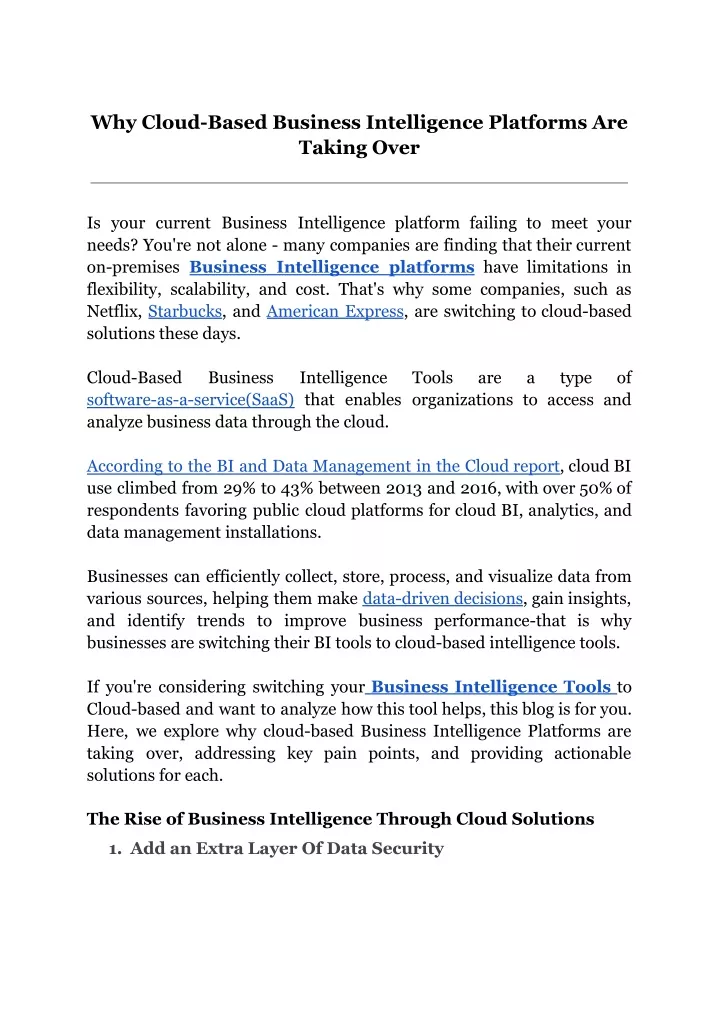 why cloud based business intelligence platforms